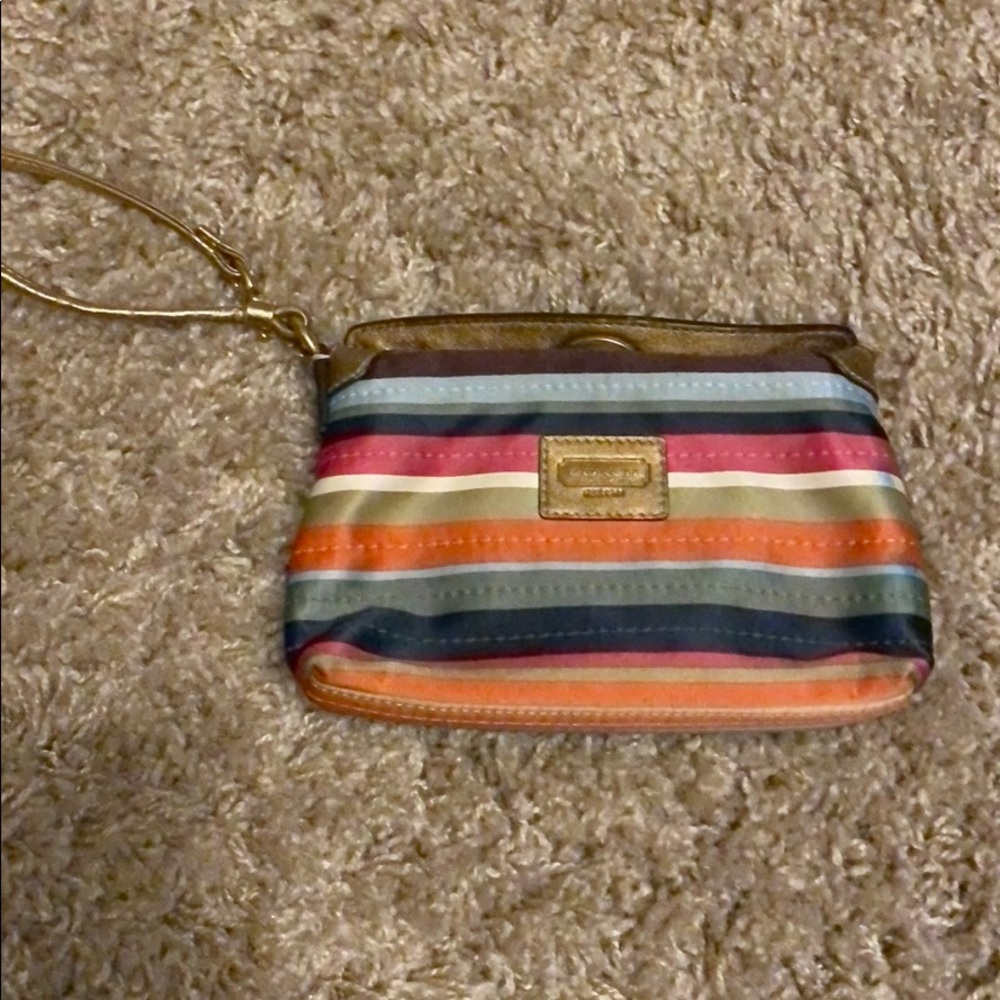Coach Stripe Wristlet